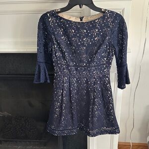 Eliza J Elegant Navy Lace Dress Top, size 0P